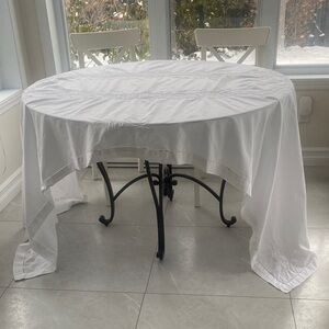 COTTON Very large white rectangular tablecloth with embroidery W:55” X L:108”